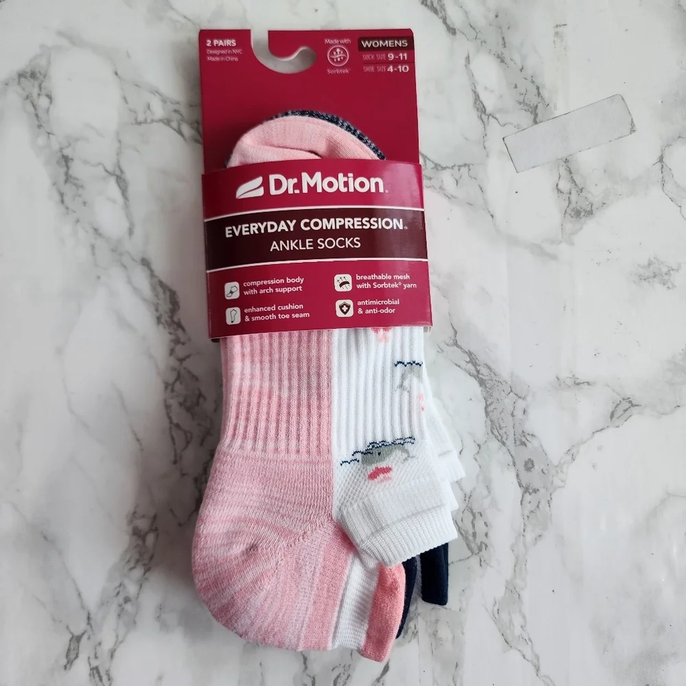 Dr. Motion Ankle Socks 6 Pairs Compression Socks Size Socks 9–11 Shoe 4-10